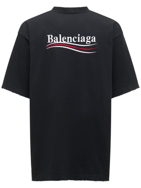Balenciaga: T-SHIRT AUS BAUMWOLLE MIT LOGO - Washed Schwarz - men_4 | Luisa Via Roma