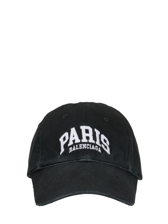 Balenciaga: Paris City棉质棒球帽 - 黑色/白色 - men_0 | Luisa Via Roma