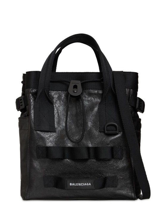 Balenciaga: Army leather tote bag - Black - men_0 | Luisa Via Roma