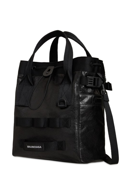 Balenciaga: Army leather tote bag - Black - men_1 | Luisa Via Roma
