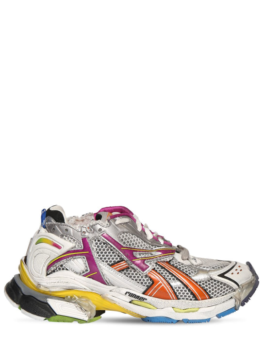 Balenciaga: Sneakers en mesh et nylon Runner - Multicolore - men_0 | Luisa Via Roma