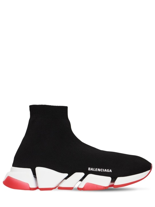 Balenciaga: Speed 2.0 LT knit sneakers - Siyah/Beyaz - men_0 | Luisa Via Roma