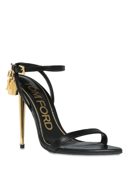 Tom Ford: 105mm Padlock leather sandals - Black - women_1 | Luisa Via Roma