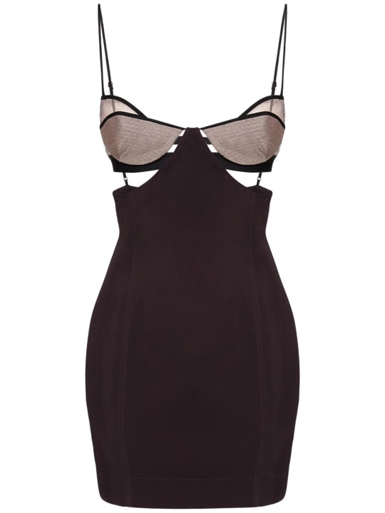 Nensi Dojaka: Viscose & silk double bra mini dress - Aubergine/Pink - women_0 | Luisa Via Roma