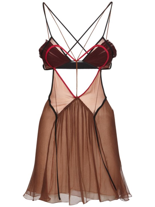 Nensi Dojaka: Heart flared silk georgette mini dress - women_0 | Luisa Via Roma