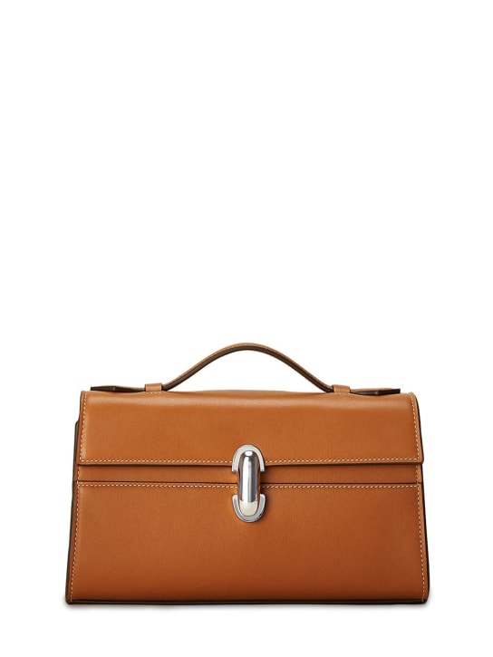 Savette: The Symmetry leather top handle bag - Saddle - women_0 | Luisa Via Roma