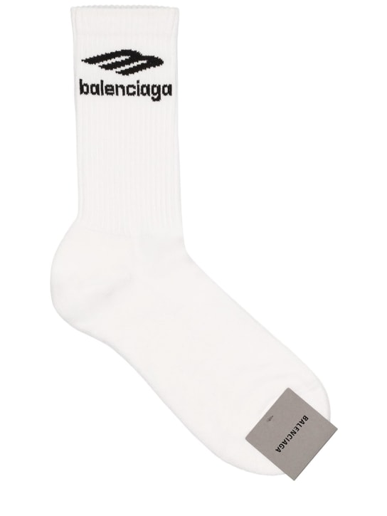 Balenciaga: Sporty B cotton blend socks - men_0 | Luisa Via Roma