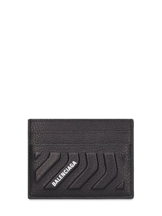 Balenciaga: Car embossed leather card holder - Black - men_0 | Luisa Via Roma