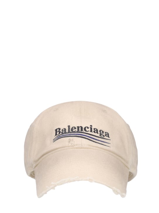 Balenciaga: Political Campaign cotton hat - Cream/Black - men_0 | Luisa Via Roma