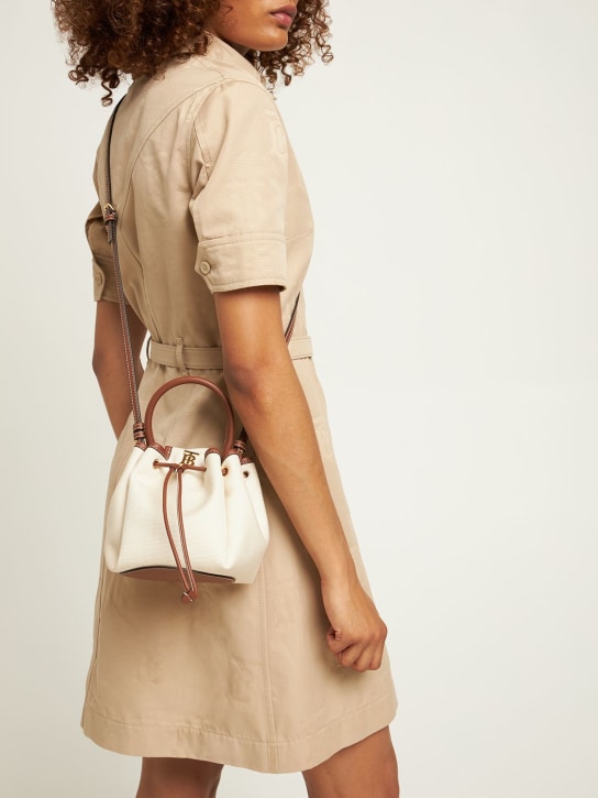 Burberry: Peony canvas & leather top handle bag - women_1 | Luisa Via Roma