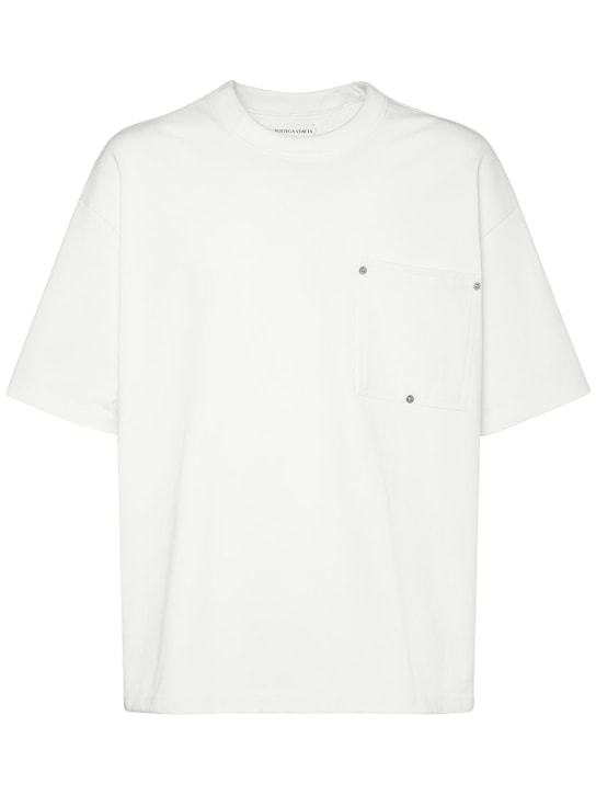 Bottega Veneta: Camiseta de algodón - Blanco Opaco - men_0 | Luisa Via Roma