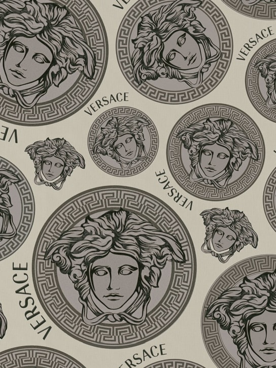 Versace: Papier peint imprimé Medusa - Gris - ecraft_1 | Luisa Via Roma