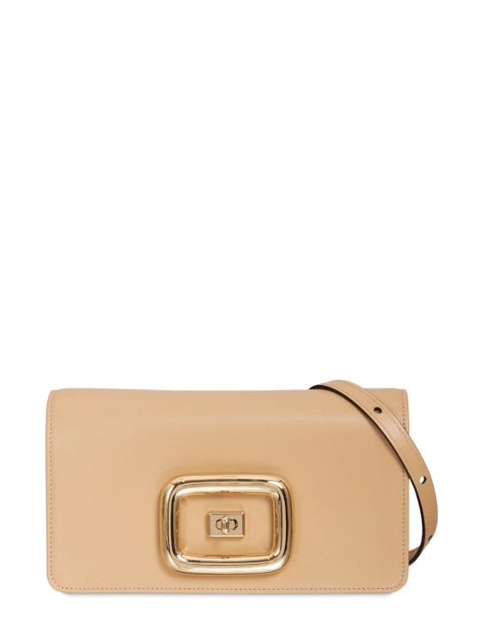 Roger Vivier: Mini Viv Choc leather shoulder bag - Beige - women_0 | Luisa Via Roma