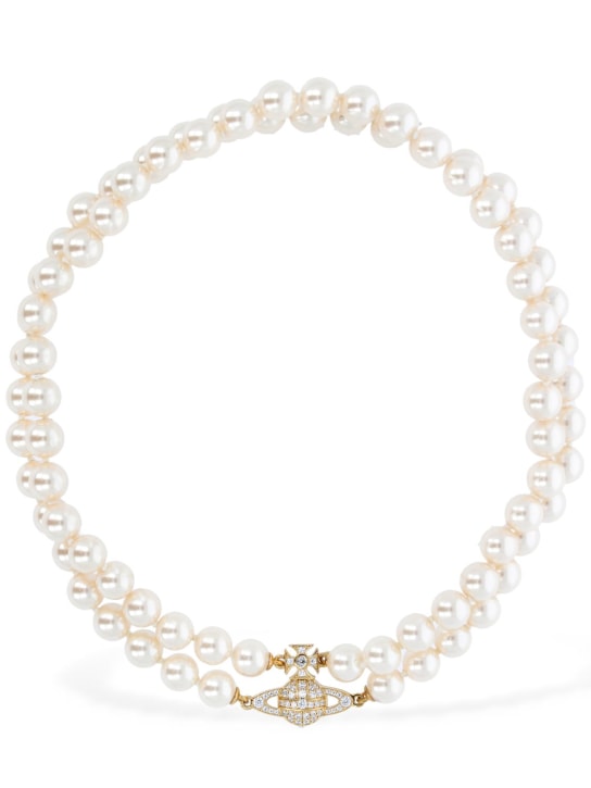 Vivienne Westwood: Graziella two row imitation pearl choker - Cream/Gold - women_0 | Luisa Via Roma