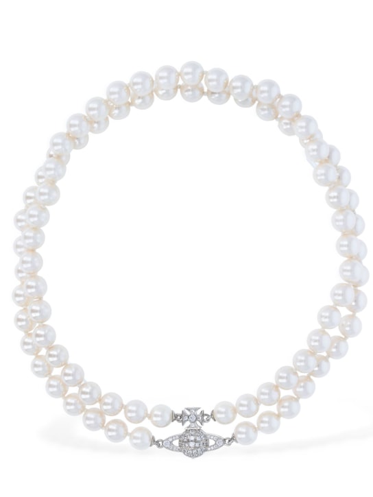 Vivienne Westwood: Zweireihige Perlenkette „Graziella“ - Creme/Schwarz - women_0 | Luisa Via Roma