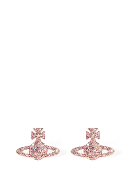 Vivienne Westwood: Grace bas relief stud earrings - Pink/Crystal - women_0 | Luisa Via Roma