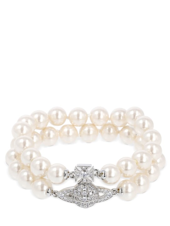 Vivienne Westwood: Bracelet en fausses perles Graziella - Cream/Silver - women_0 | Luisa Via Roma