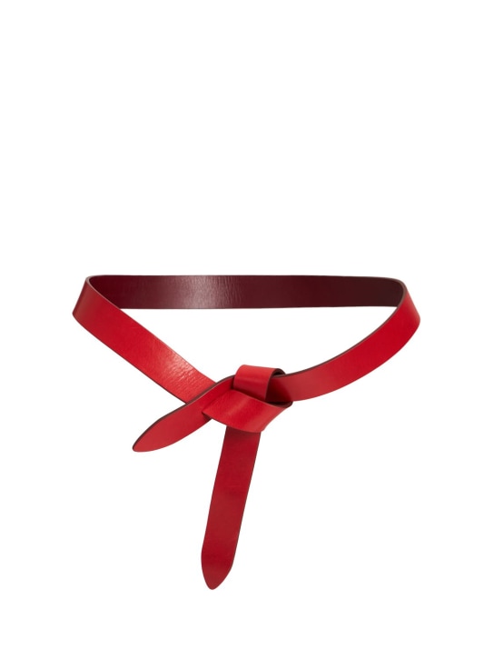 Isabel Marant: 3cm Lecce knot reversible leather belt - Kırmızı/Bordo - women_0 | Luisa Via Roma