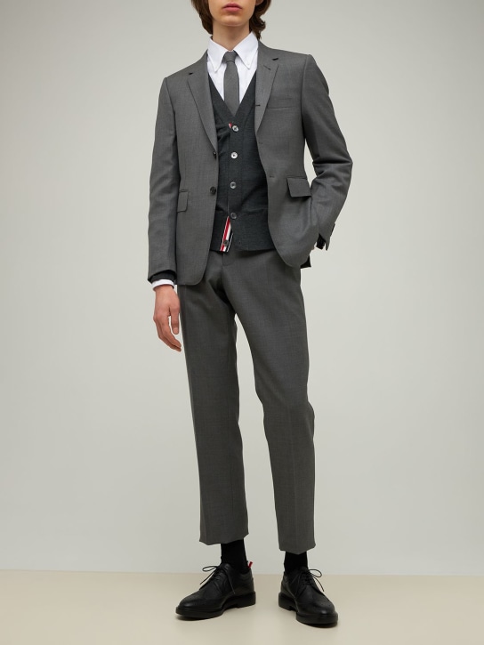 Thom Browne: Light wool gabardine suit - Med Grey - men_1 | Luisa Via Roma