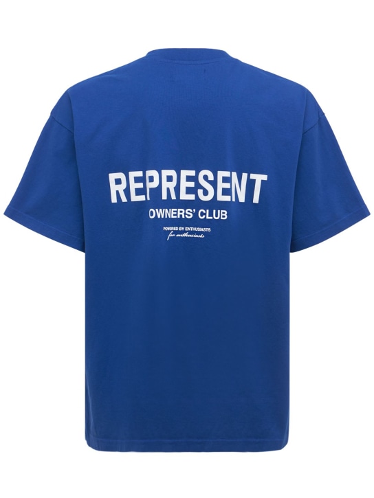 Represent: Camiseta de algodón con logo - Azul Cobalto - men_1 | Luisa Via Roma