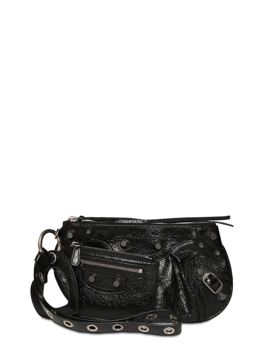 Balenciaga: Mini Le Cagole leather clutch - Black - women_0 | Luisa Via Roma