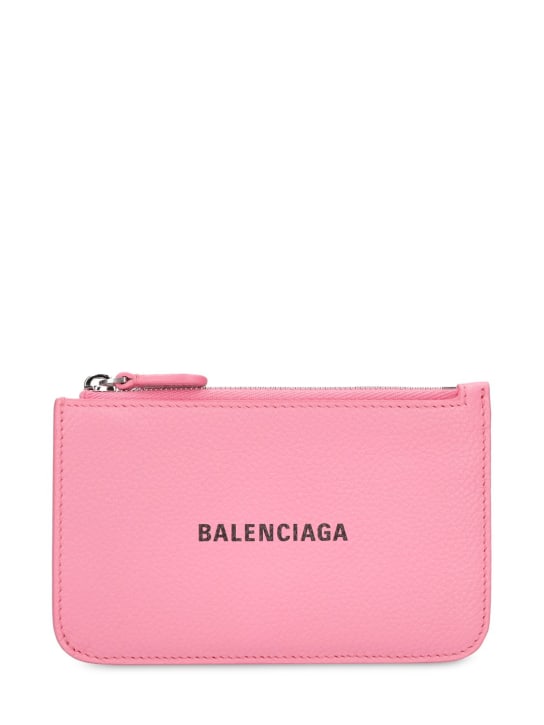 Balenciaga: 拉链开合皮革零钱包 - Sweet Pink - women_0 | Luisa Via Roma