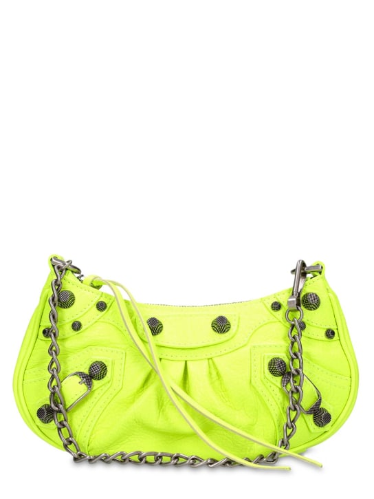 Balenciaga: Le Cagole mini leather purse - Yellow - women_0 | Luisa Via Roma