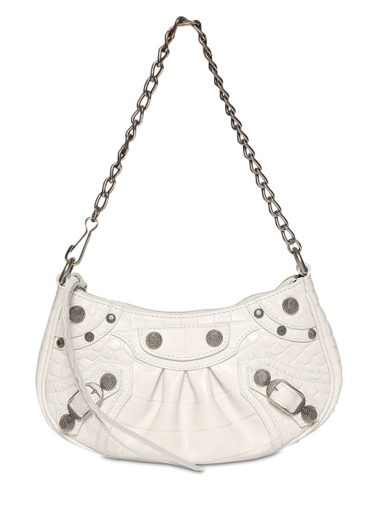 Balenciaga: Le Cagole mini leather purse - Beyaz - women_0 | Luisa Via Roma