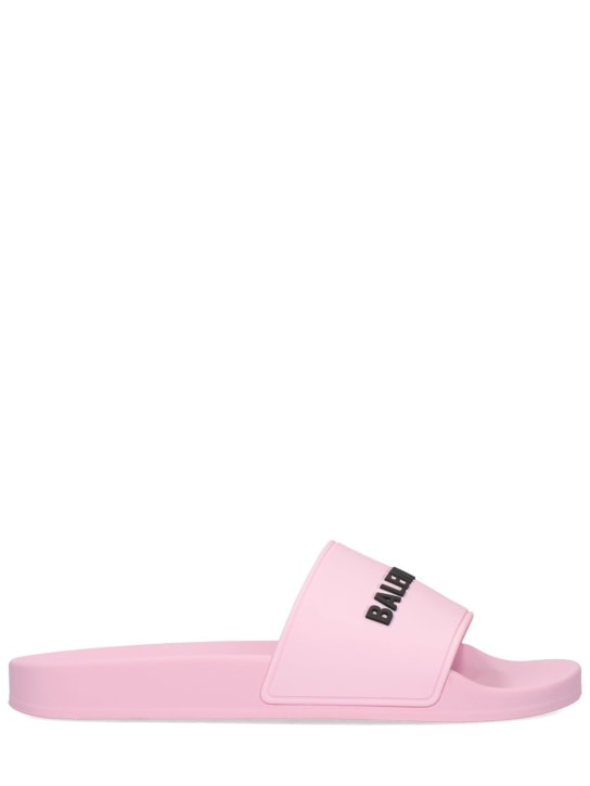 Balenciaga: 10mm Pool rubber slide sandals - Light Pink - women_0 | Luisa Via Roma