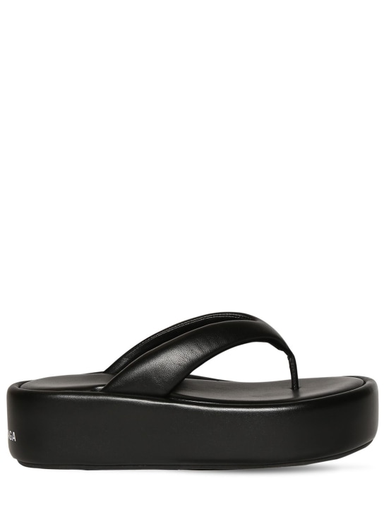 Balenciaga: 50mm Rise leather thong sandals - Siyah - women_0 | Luisa Via Roma