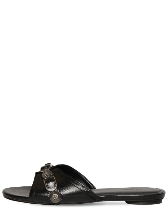 Balenciaga: 10mm Cagole leather sandals - Siyah - women_0 | Luisa Via Roma