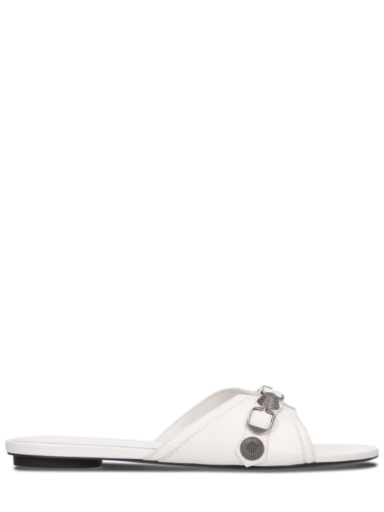 Balenciaga: 10毫米Cagole皮革凉鞋 - 白色 - women_0 | Luisa Via Roma