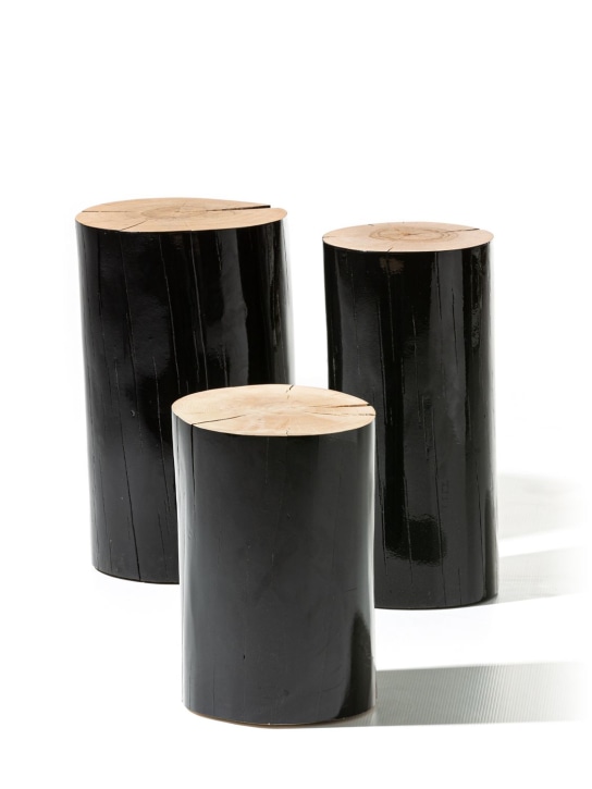 Gervasoni: Small Log lacquered side table - Black - ecraft_1 | Luisa Via Roma