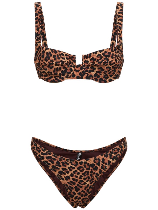 Reina Olga: Brigitte underwired printed bikini set - Beige/Brown - women_0 | Luisa Via Roma