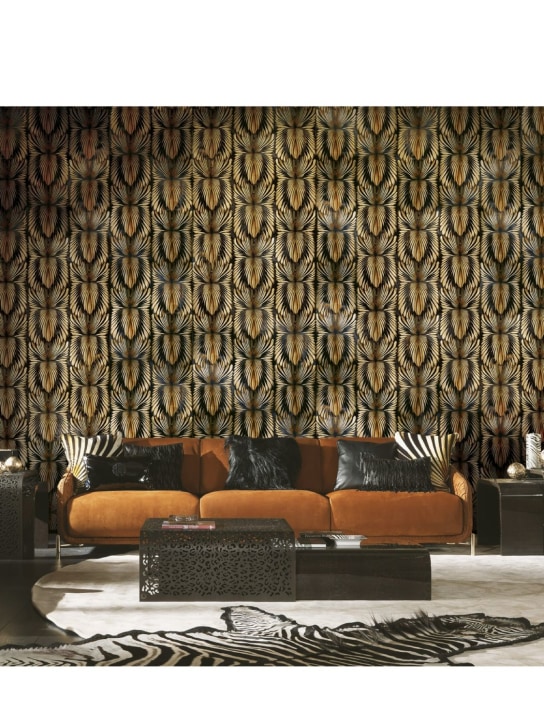 Roberto Cavalli: Bedruckte Tapete „Foglie Luxury“ - Braun/Schwarz - ecraft_1 | Luisa Via Roma