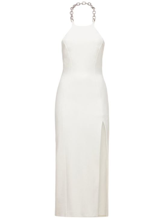 Viscose blend jersey long dress w/slit - Thumbnail 1