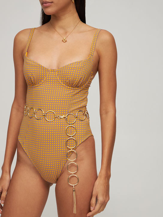 Weworewhat: Danielle印花连体泳衣 - 橙色/紫色 - women_1 | Luisa Via Roma