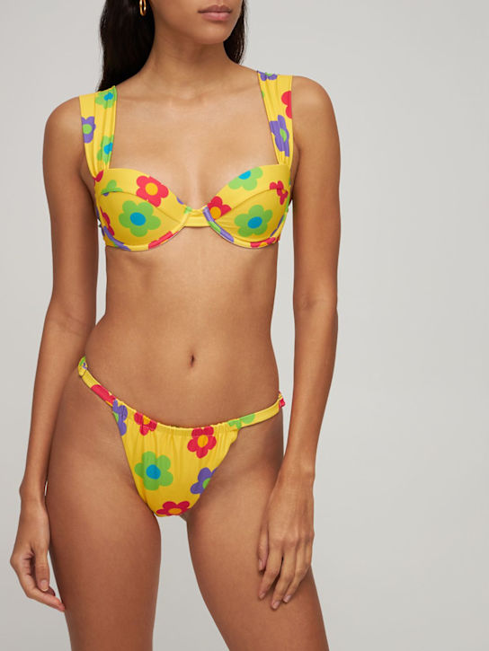 Weworewhat: Slip bikini in techno stretch jacquard - Giallo/Multi - women_1 | Luisa Via Roma