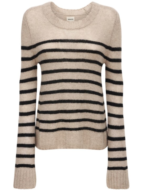 Khaite: Suéter de cashmere con rayas - Beige/Negro - women_0 | Luisa Via Roma