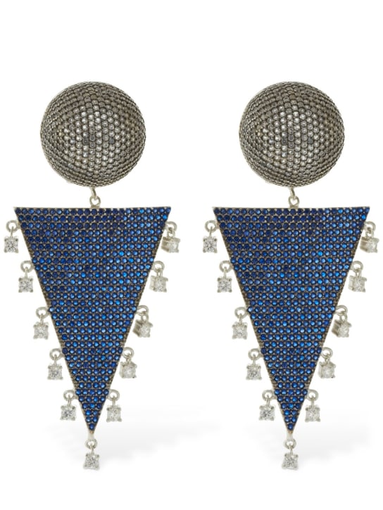 Talita: Boucles d'oreilles en zircon cubique Space Jingles - Bleu/Argent - women_0 | Luisa Via Roma