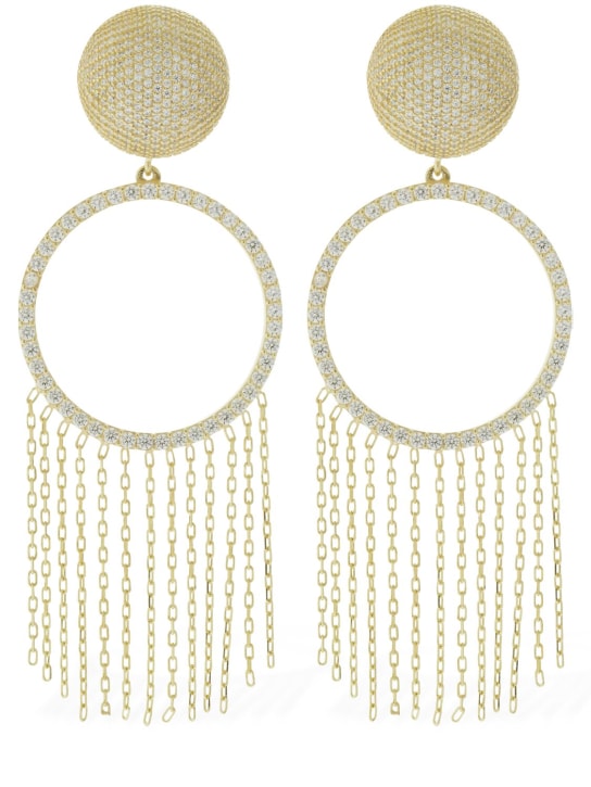 Talita: Etno round cubic zirconia earrings - Gold/Crystal - women_0 | Luisa Via Roma