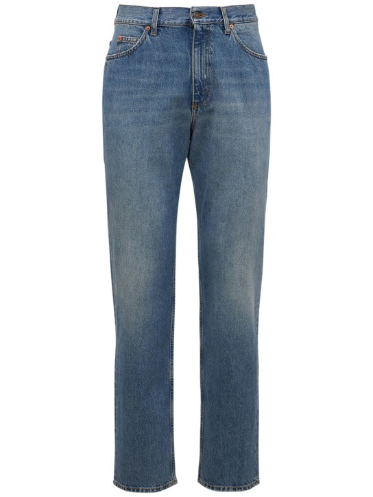 Gucci: Jeans dritti in denim di cotone - Blu - men_0 | Luisa Via Roma