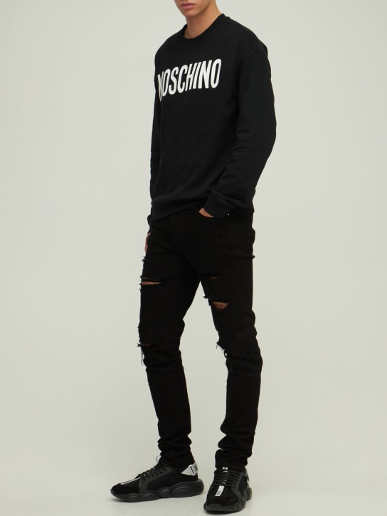 Moschino: コットンスウェットシャツ - ブラック/ホワイト - men_1 | Luisa Via Roma