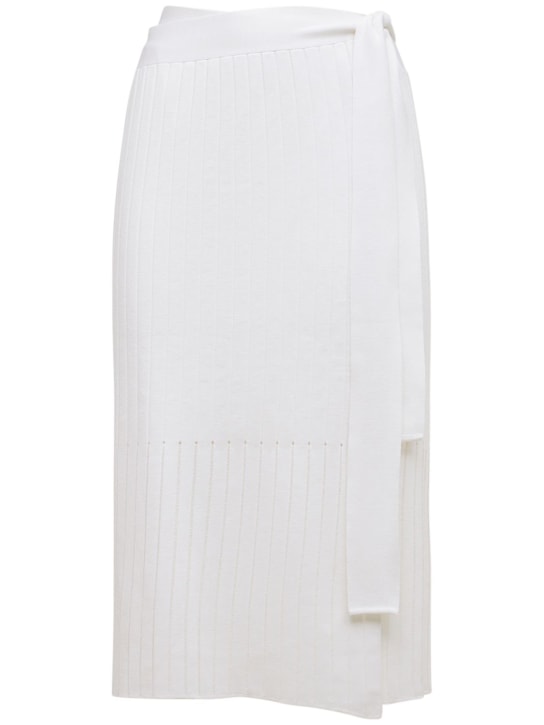 Casasola: Serena cotton & silk knit midi skirt - White - women_0 | Luisa Via Roma