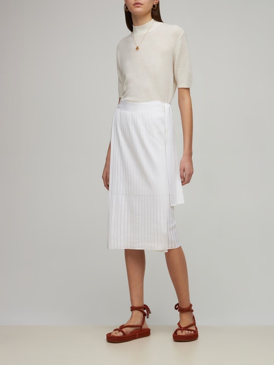 Casasola: Serena cotton & silk knit midi skirt - White - women_1 | Luisa Via Roma