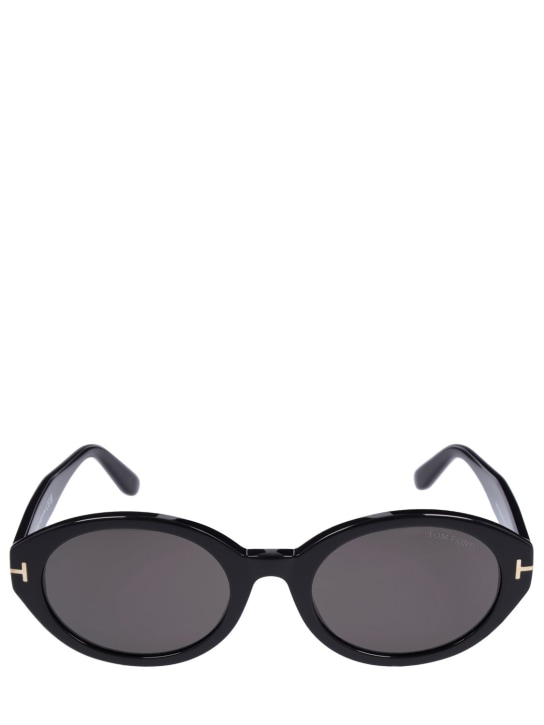 Tom Ford: Genevieve oval acetate sunglasses - Black/Smoke - women_0 | Luisa Via Roma