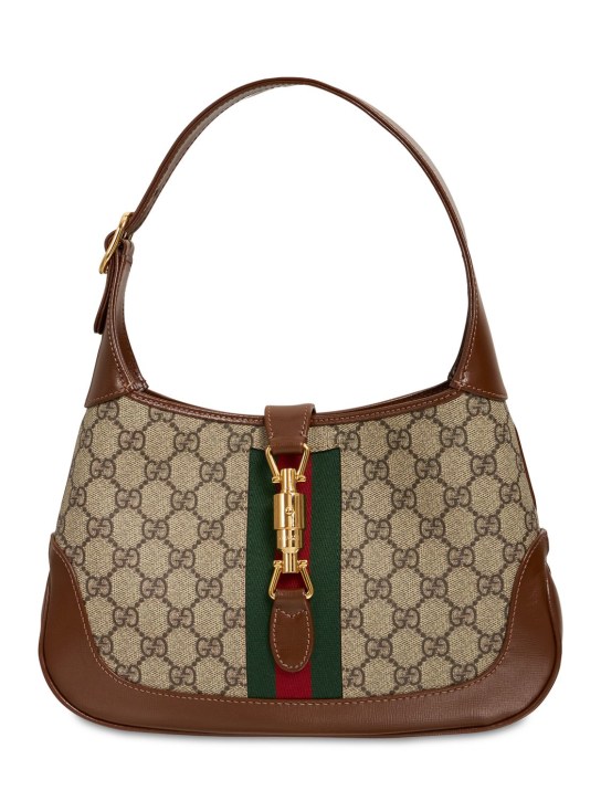 Gucci: Small Jackie GG Supreme & leather bag - Ebony/Brown - women_0 | Luisa Via Roma