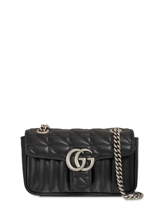 Gucci: Mini GG Marmont 2.0 leather shoulder bag - Siyah - women_0 | Luisa Via Roma
