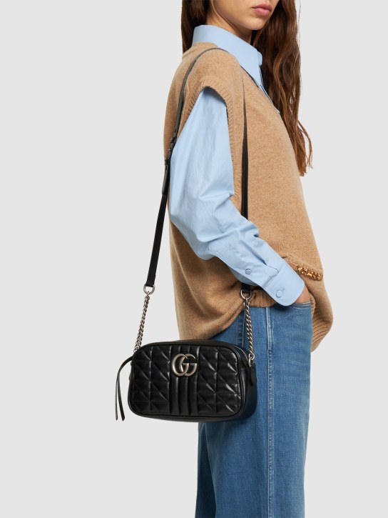 Gucci: Petit sac GG Marmont 2.0 - Noir/Noir - women_1 | Luisa Via Roma