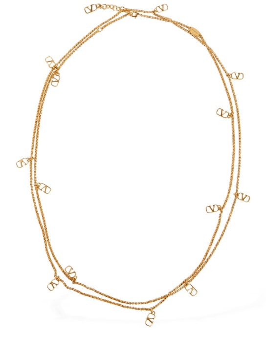 Valentino Garavani: Multi Vlogo charm necklace - Gold - women_0 | Luisa Via Roma